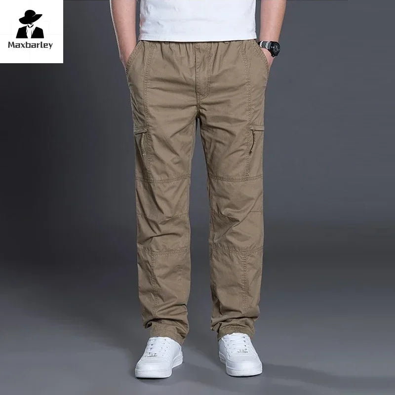 Summer Autumn Fashion Men Pants Casual Cotton Long Pants Straight Joggers Homme Plus Size 5xl 6xl Flat Trousers for Men Clothing