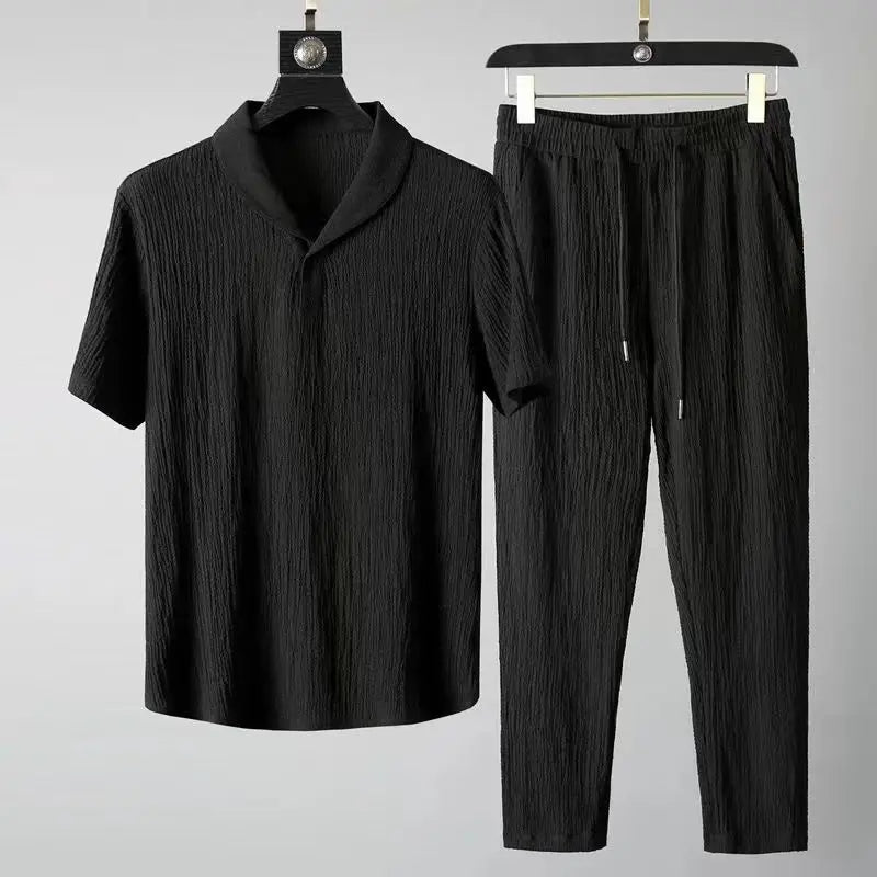 2023 Summer New Men Set Casual Sets T-Shirts+Pants Two Piece Mens Sportswear Jogger Tracksuits Fashion Sports Suit