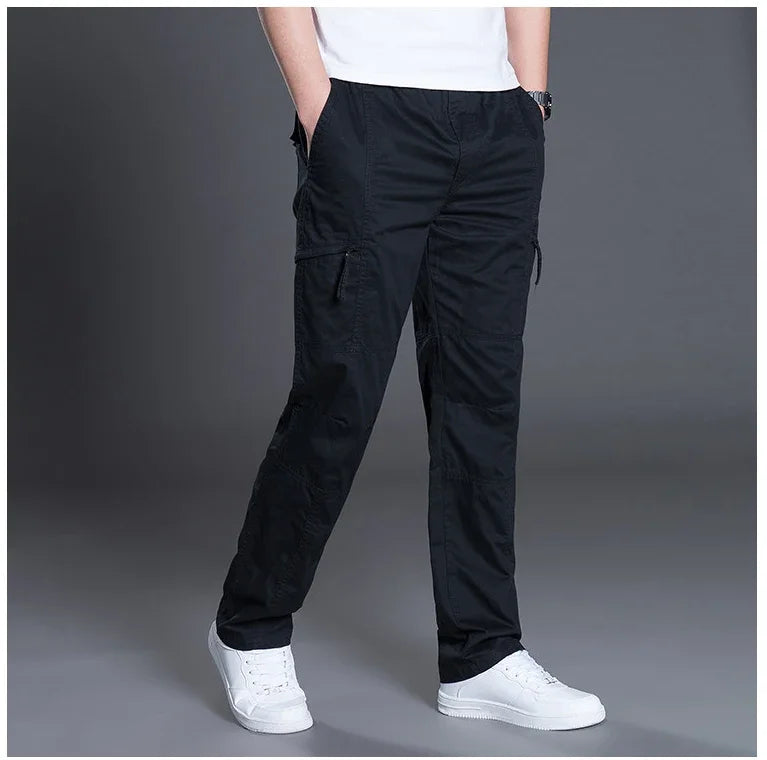 Summer Autumn Fashion Men Pants Casual Cotton Long Pants Straight Joggers Homme Plus Size 5xl 6xl Flat Trousers for Men Clothing