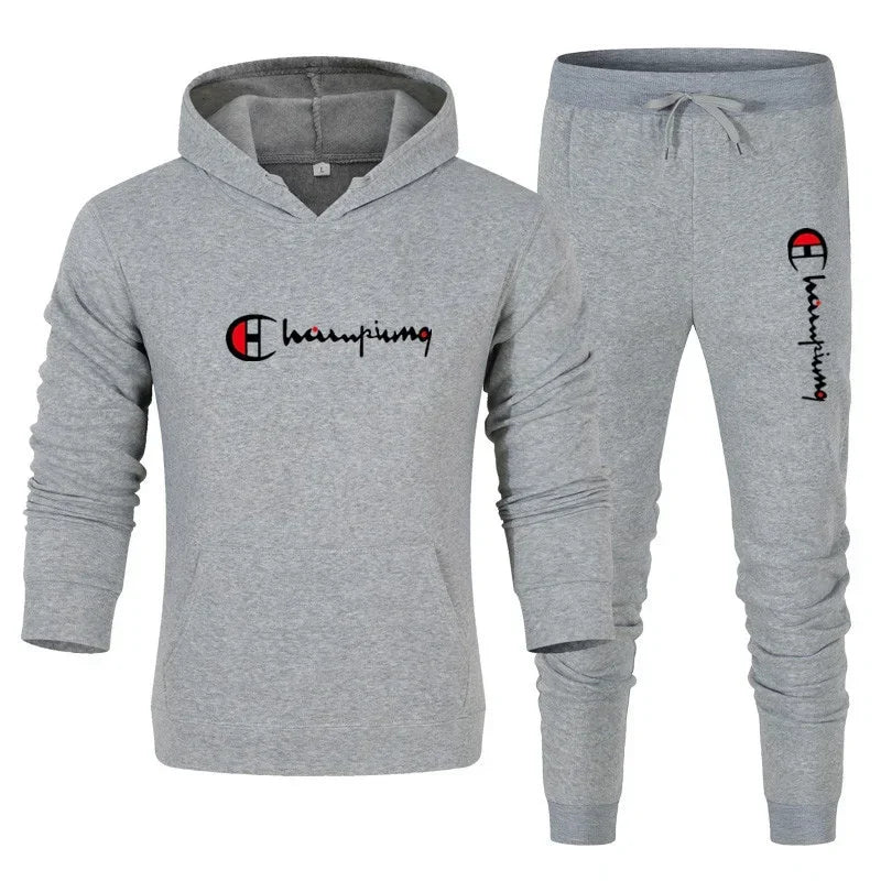 2025 Men's Tracksuit Hooded Sweatshirt+Sweatpants 2 Pcs Sets Sports Suit Casual Jogger Sportswear 2 Piece Male Streetwear Sets