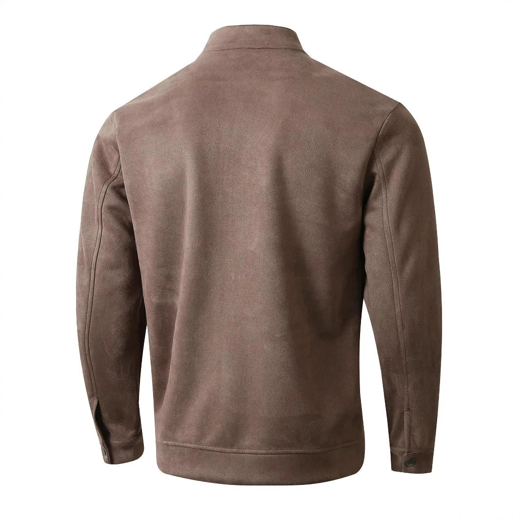 Autumn Winter New Style Slim Fit Round Neck Long Sleeves Stand Collar Cardigan Casual Jacket Men