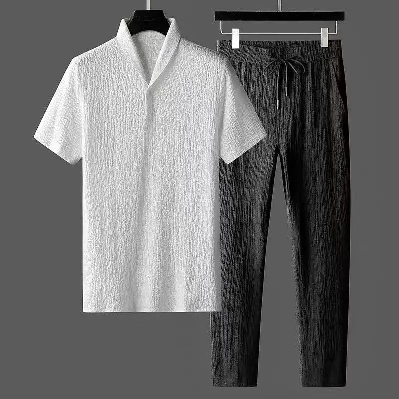2023 Summer New Men Set Casual Sets T-Shirts+Pants Two Piece Mens Sportswear Jogger Tracksuits Fashion Sports Suit