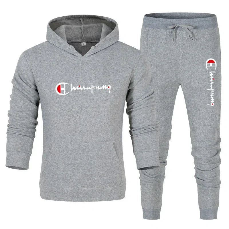 2025 Men's Tracksuit Hooded Sweatshirt+Sweatpants 2 Pcs Sets Sports Suit Casual Jogger Sportswear 2 Piece Male Streetwear Sets
