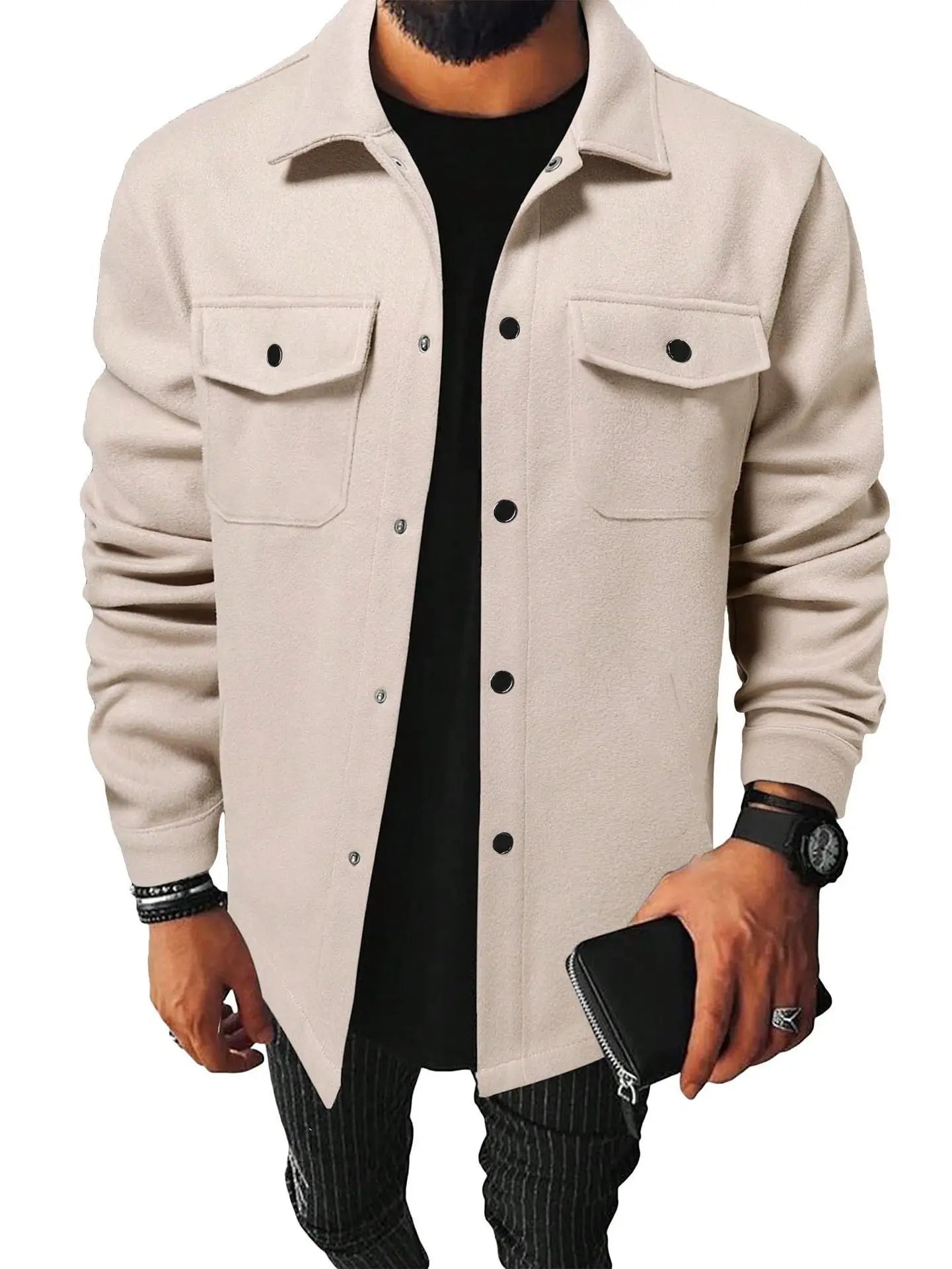 New Men's Clothing Youth Casual Men's Shirts in Stock Brushed Tops Men's Clothing Men's Shirts Solid Color Versatile Business