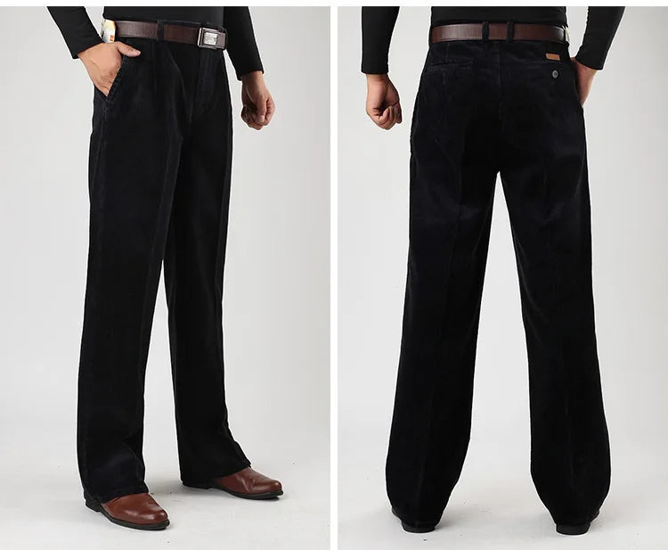 Big Size Corduroy Pants for Men Straight Thick Warm Autumn Winter Work Trousers Men High Waist Casual Pants