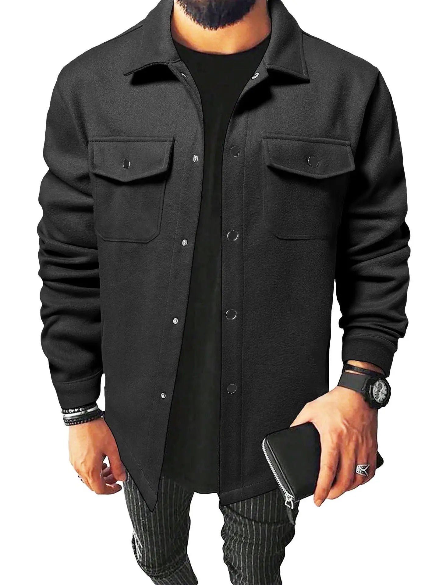 New Men's Clothing Youth Casual Men's Shirts in Stock Brushed Tops Men's Clothing Men's Shirts Solid Color Versatile Business