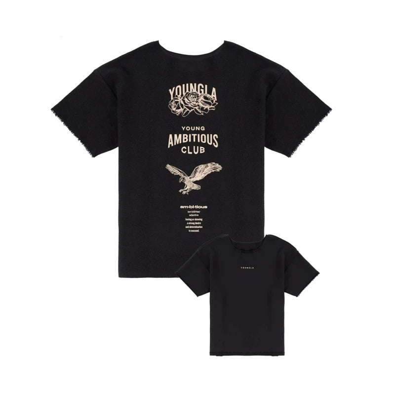 YA Men's Oversized T-shirt Ragged Fashion Casual Mens Clothing Short Sleeve Cotton Round Neck Printed T-shirt Training Clothing