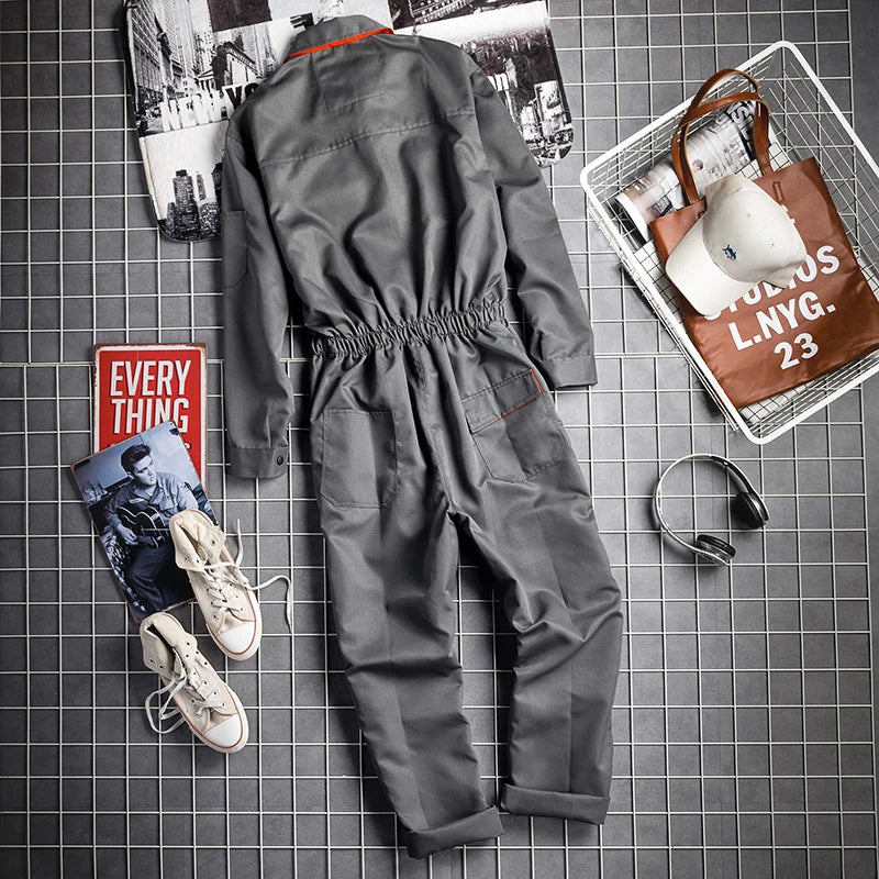 Work Clothing For Men Cargo Overalls Fly Pockets Work Jumpsuit Coveralls Workshop Uniform Hip Hop Costume Overall Hombre Trabajo