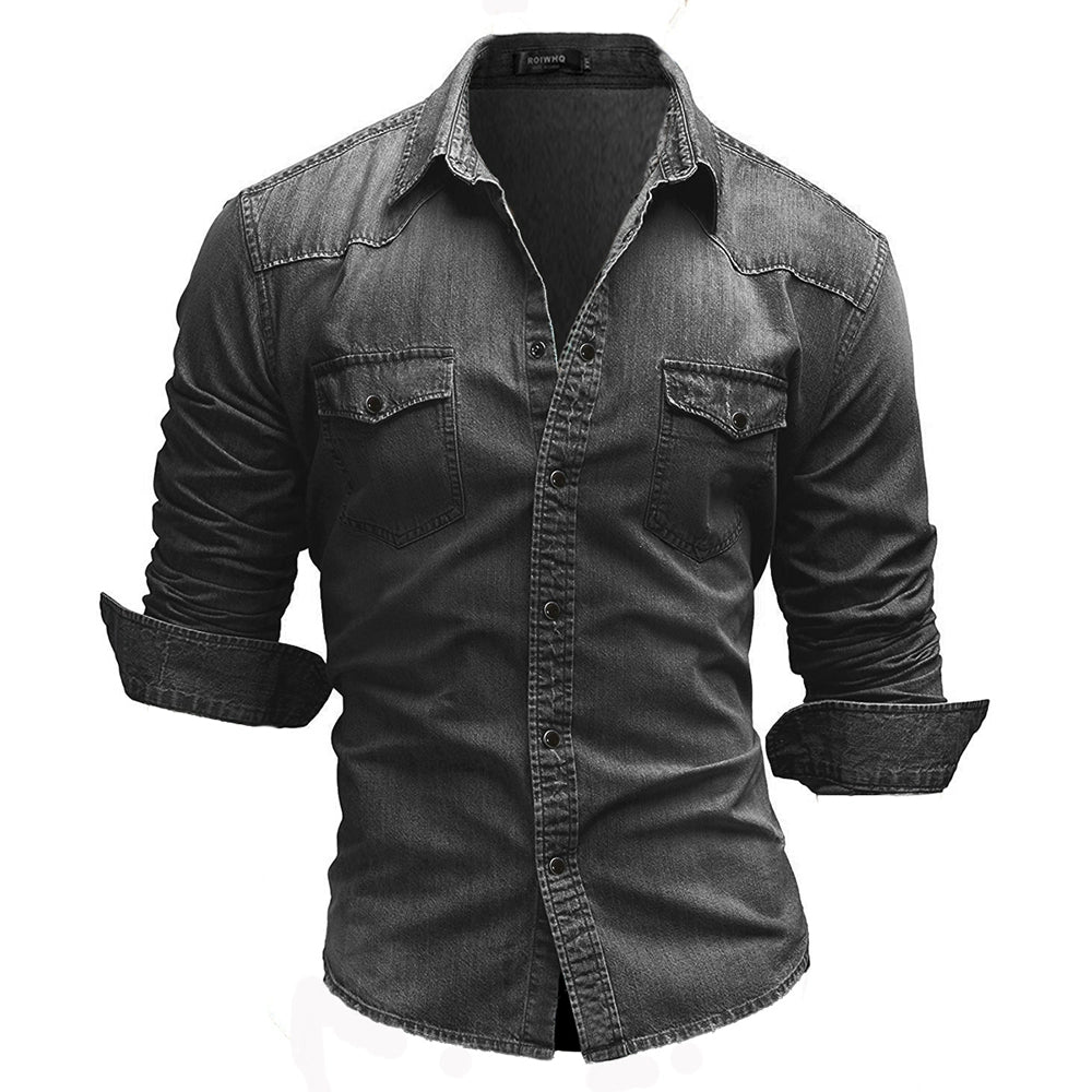 Brand Clothing 2022 Men Denim Shirt Mens Long Sleeve Soft Cotton Slim TShirts Male  Elastic Jeans Cowboy TShirt M-XXXL