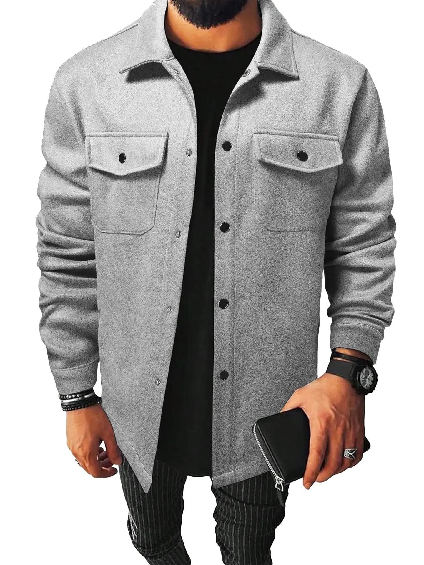 New Men's Clothing Youth Casual Men's Shirts in Stock Brushed Tops Men's Clothing Men's Shirts Solid Color Versatile Business