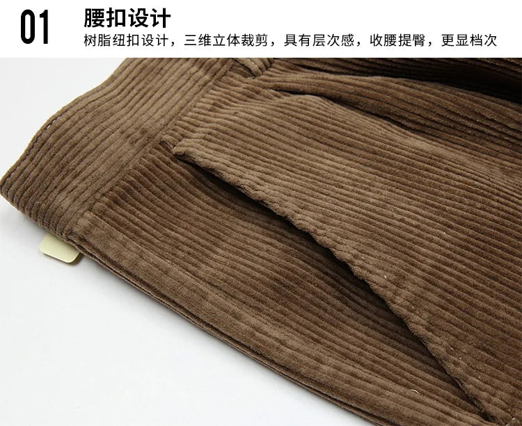 Big Size Corduroy Pants for Men Straight Thick Warm Autumn Winter Work Trousers Men High Waist Casual Pants