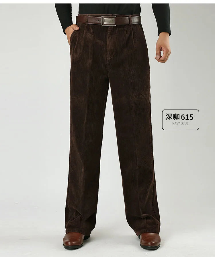 Big Size Corduroy Pants for Men Straight Thick Warm Autumn Winter Work Trousers Men High Waist Casual Pants