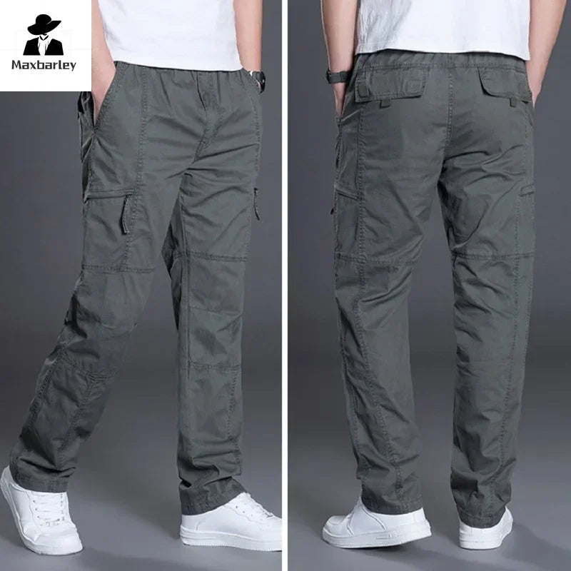 Summer Autumn Fashion Men Pants Casual Cotton Long Pants Straight Joggers Homme Plus Size 5xl 6xl Flat Trousers for Men Clothing