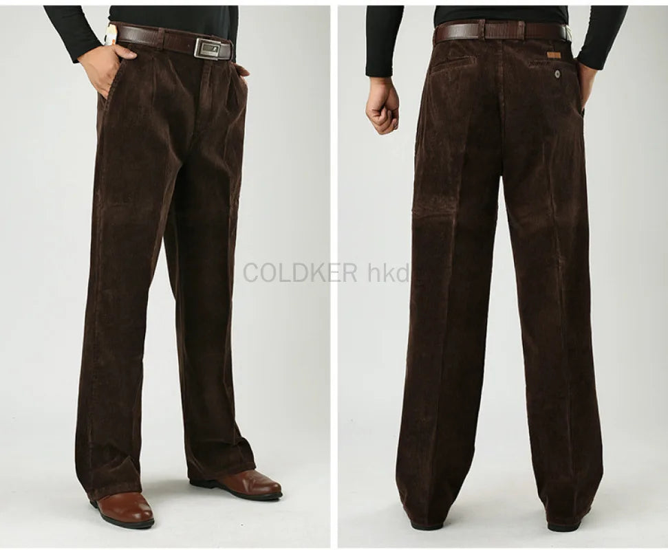 Big Size Corduroy Pants for Men Straight Thick Warm Autumn Winter Work Trousers Men High Waist Casual Pants
