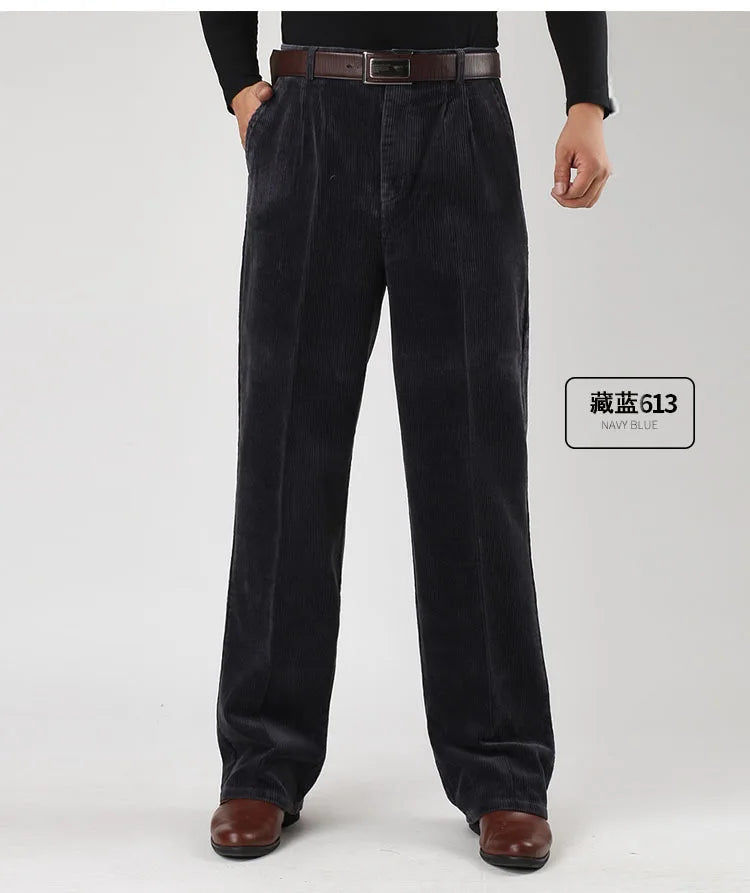 Big Size Corduroy Pants for Men Straight Thick Warm Autumn Winter Work Trousers Men High Waist Casual Pants