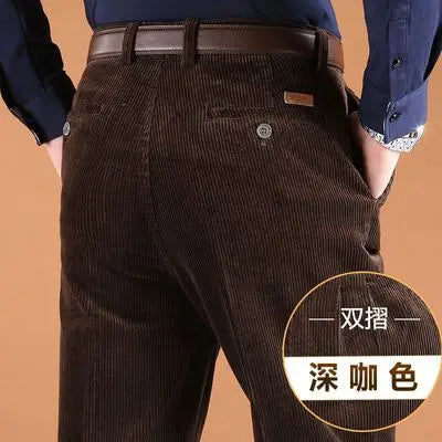 Big Size Corduroy Pants for Men Straight Thick Warm Autumn Winter Work Trousers Men High Waist Casual Pants