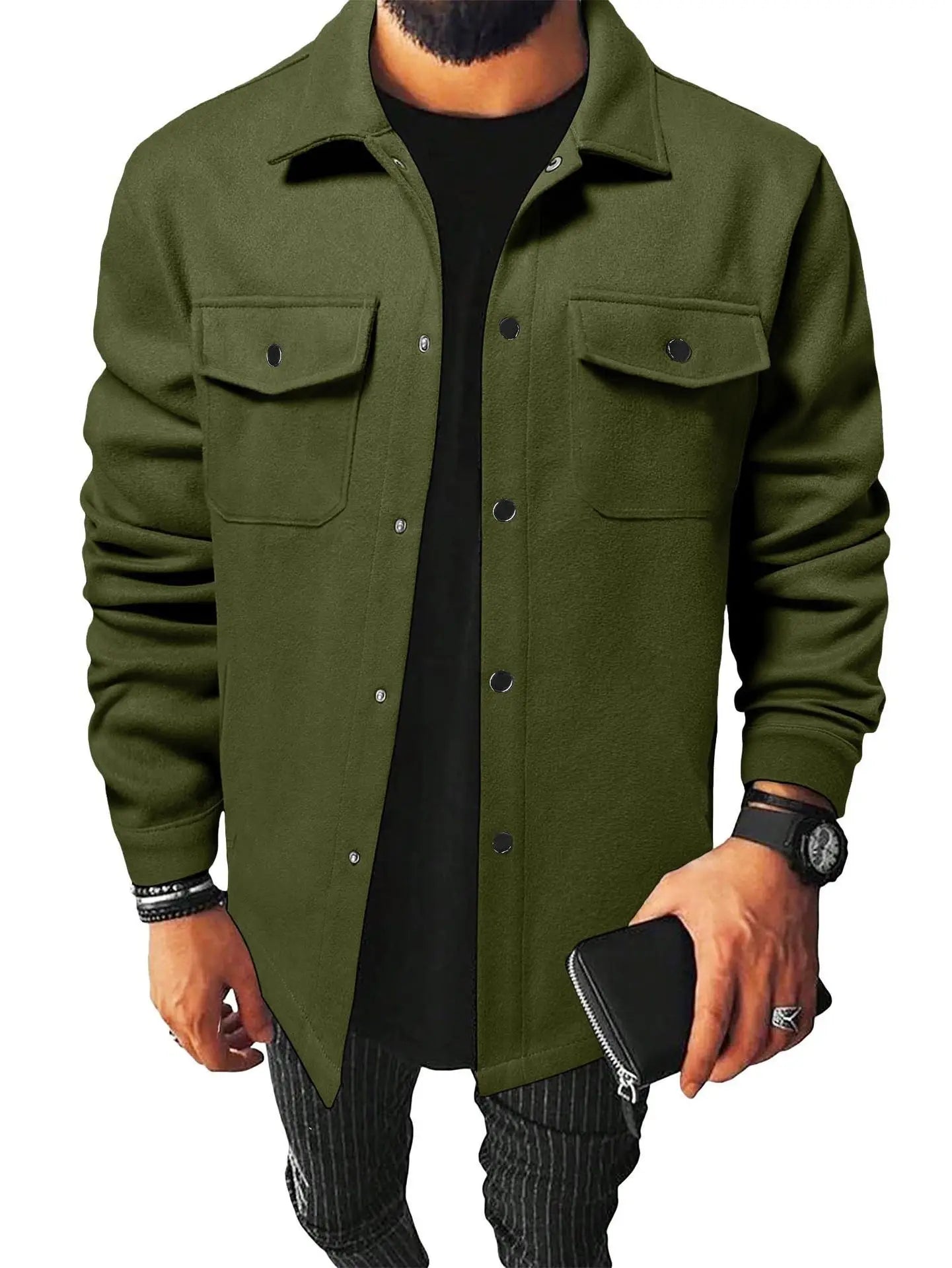New Men's Clothing Youth Casual Men's Shirts in Stock Brushed Tops Men's Clothing Men's Shirts Solid Color Versatile Business