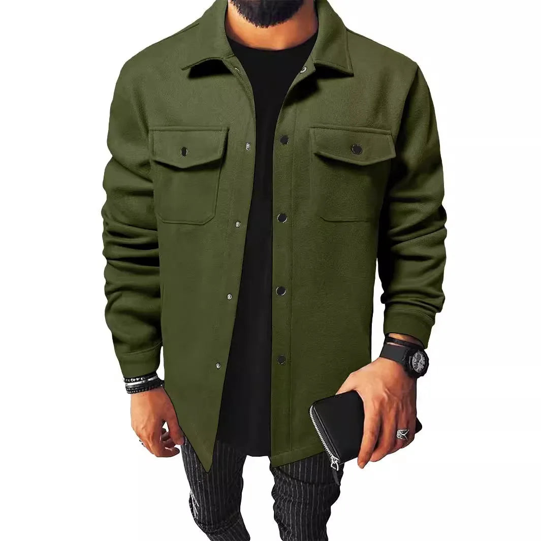 New Men's Clothing Youth Casual Men's Shirts in Stock Brushed Tops Men's Clothing Men's Shirts Solid Color Versatile Business
