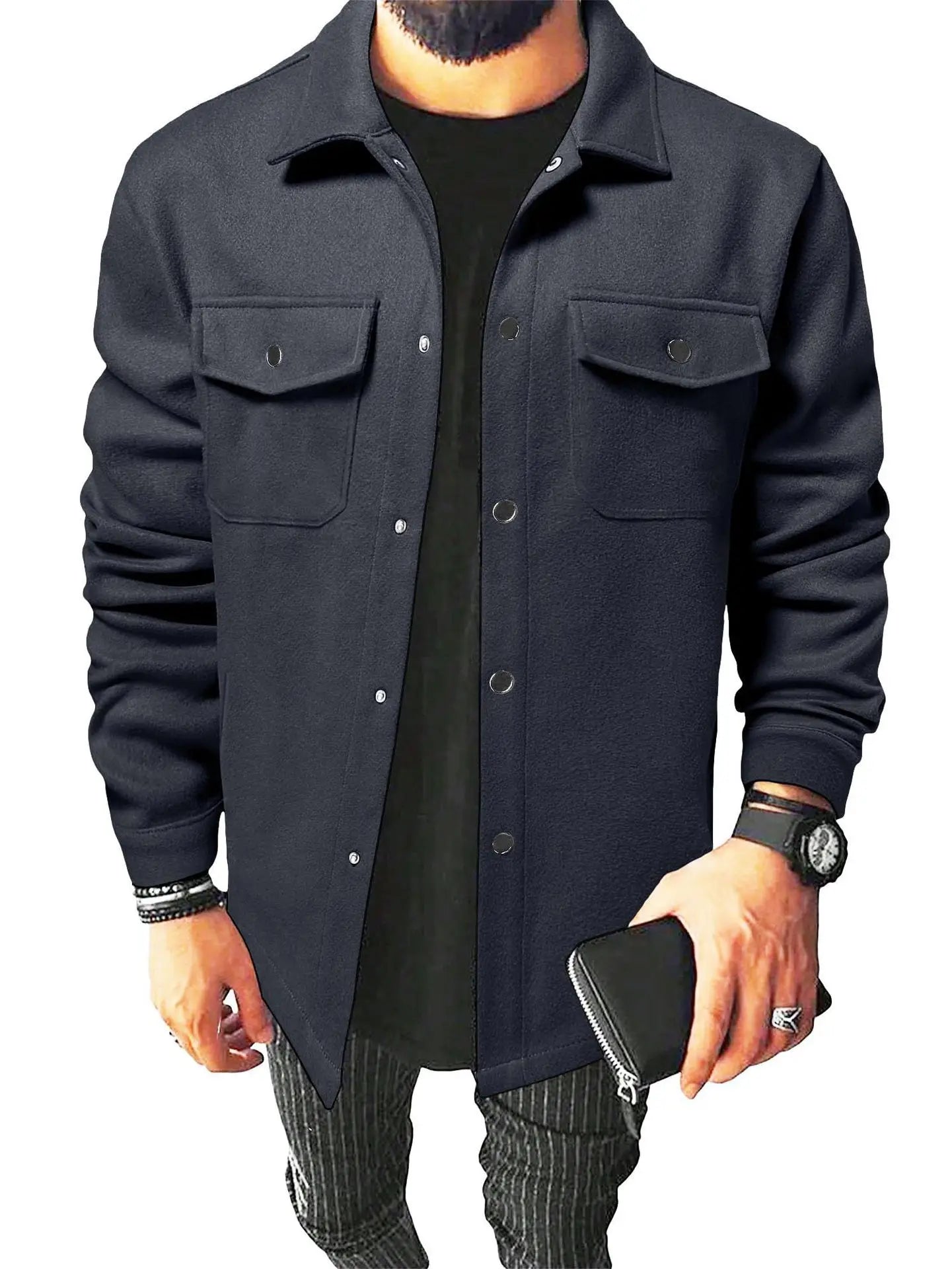 New Men's Clothing Youth Casual Men's Shirts in Stock Brushed Tops Men's Clothing Men's Shirts Solid Color Versatile Business