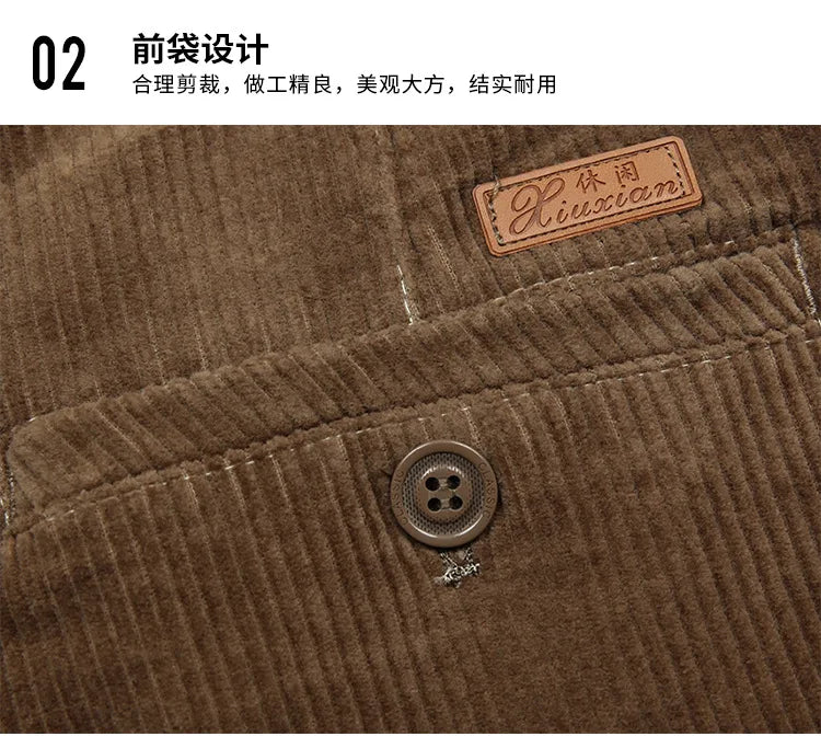 Big Size Corduroy Pants for Men Straight Thick Warm Autumn Winter Work Trousers Men High Waist Casual Pants