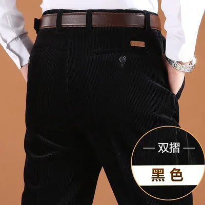Big Size Corduroy Pants for Men Straight Thick Warm Autumn Winter Work Trousers Men High Waist Casual Pants