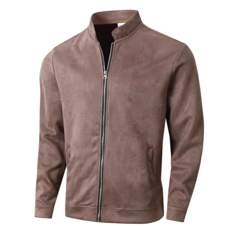 Autumn Winter New Style Slim Fit Round Neck Long Sleeves Stand Collar Cardigan Casual Jacket Men