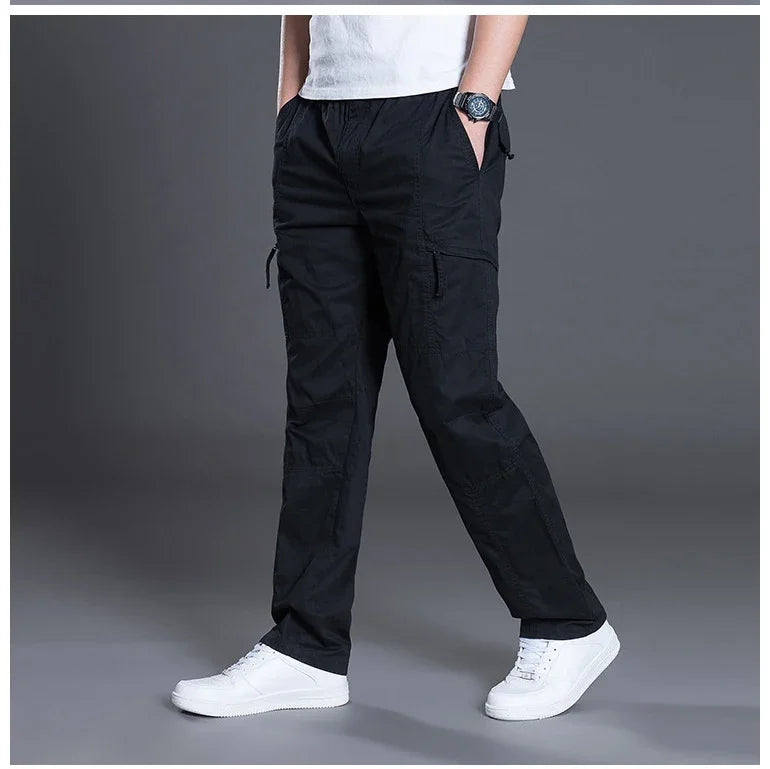 Summer Autumn Fashion Men Pants Casual Cotton Long Pants Straight Joggers Homme Plus Size 5xl 6xl Flat Trousers for Men Clothing
