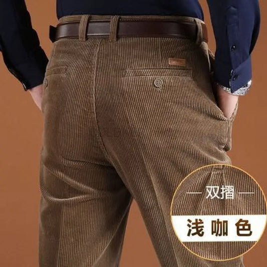Big Size Corduroy Pants for Men Straight Thick Warm Autumn Winter Work Trousers Men High Waist Casual Pants