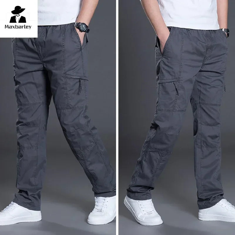 Summer Autumn Fashion Men Pants Casual Cotton Long Pants Straight Joggers Homme Plus Size 5xl 6xl Flat Trousers for Men Clothing