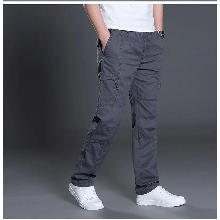 Summer Autumn Fashion Men Pants Casual Cotton Long Pants Straight Joggers Homme Plus Size 5xl 6xl Flat Trousers for Men Clothing