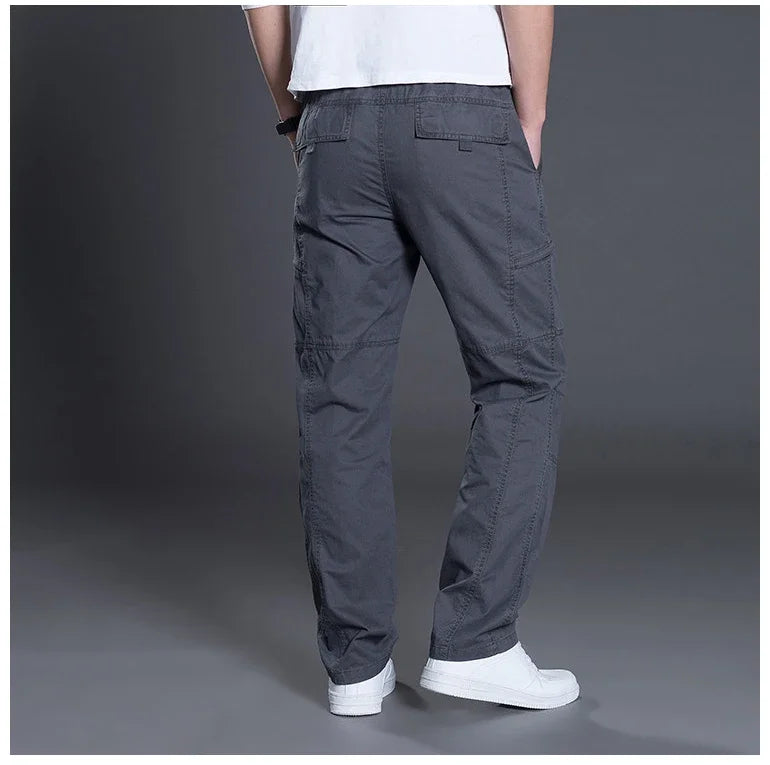 Summer Autumn Fashion Men Pants Casual Cotton Long Pants Straight Joggers Homme Plus Size 5xl 6xl Flat Trousers for Men Clothing