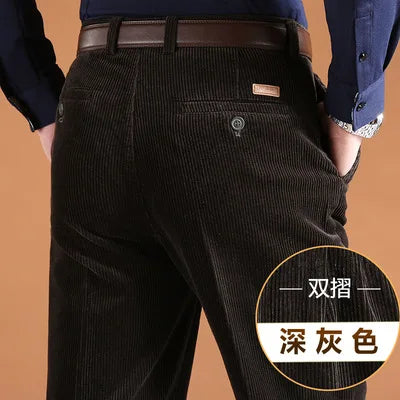 Big Size Corduroy Pants for Men Straight Thick Warm Autumn Winter Work Trousers Men High Waist Casual Pants