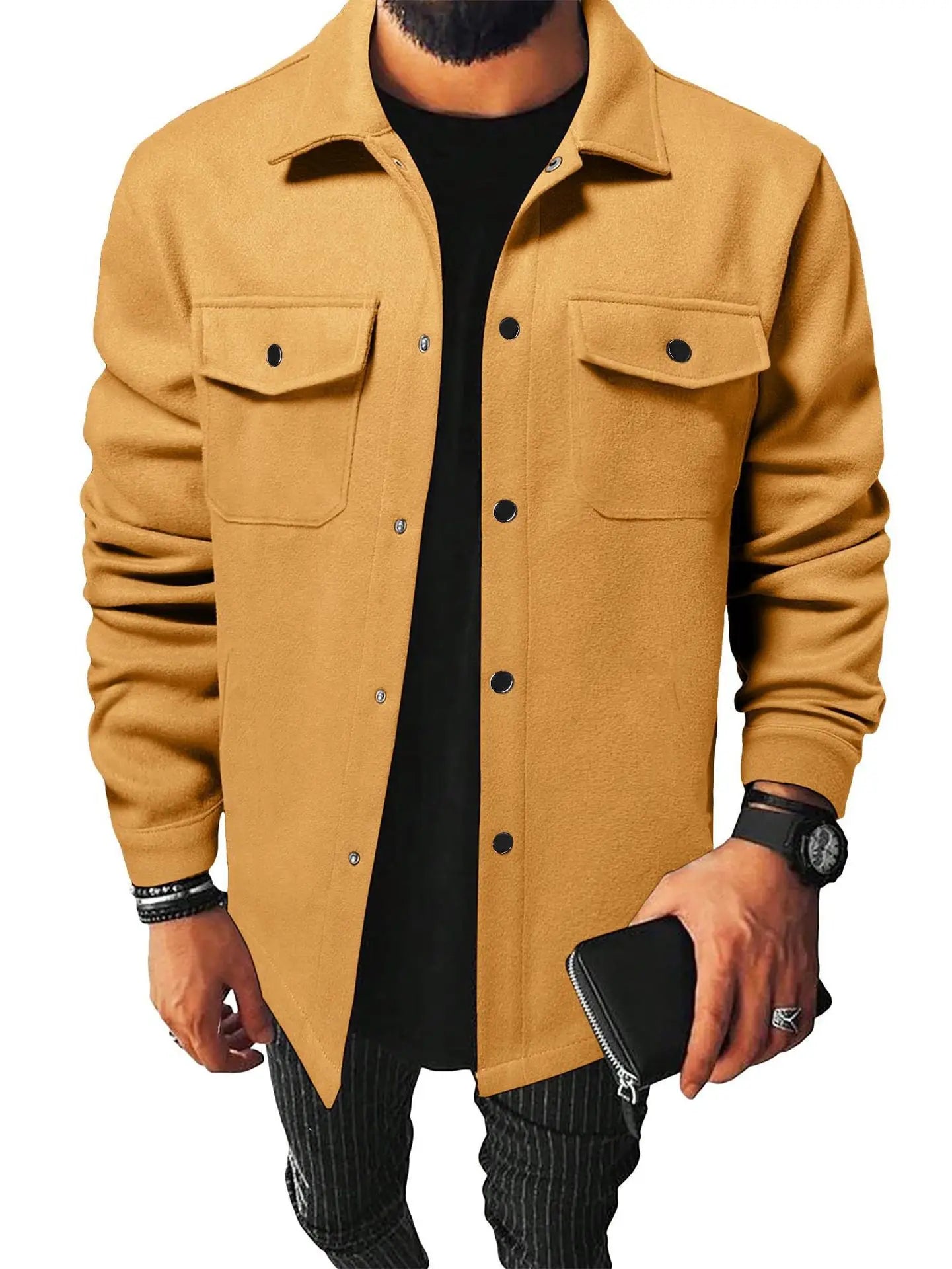 New Men's Clothing Youth Casual Men's Shirts in Stock Brushed Tops Men's Clothing Men's Shirts Solid Color Versatile Business